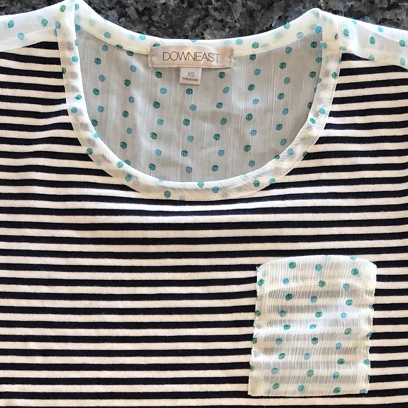 DownEast Striped Top with Sheer Polka Dot Back - Picture 2 of 7